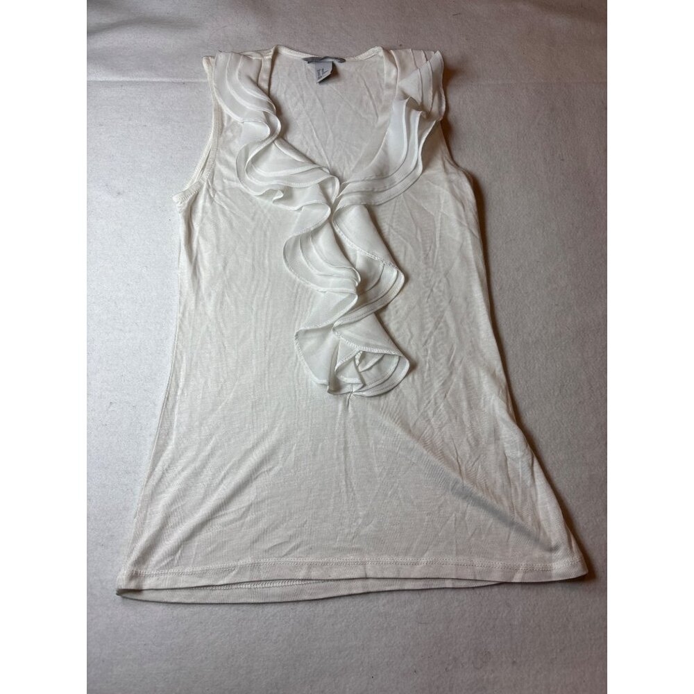 Womens H&M XS White Ruffled Sleeveless‎ Top
